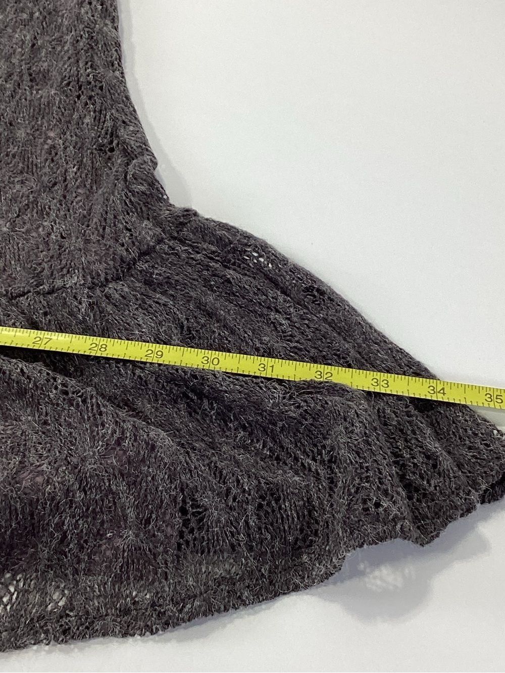 Free People Charcoal Gray Knit Skirt Lace Design Purple Ribbon Belt Detail S/P - Picture 11 of 12